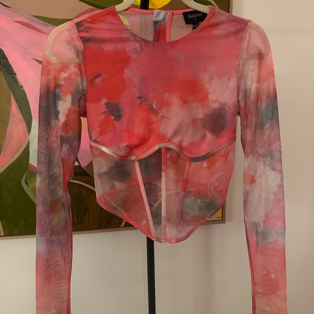 Bardot Vibrant Pink Sheer Blouse